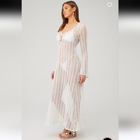 $178 Show Me Your MUMU Vacay Cover Up White Sheer Maxi Dress X Revolve - Picture 2 of 6